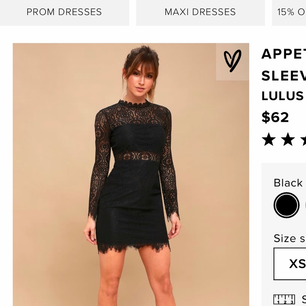 NWT Lulu’s Appetite for Seduction Black Lace Dress